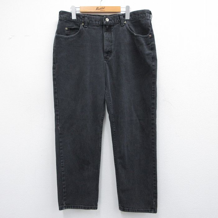 W37★古着 ジーンズ メンズ 90年代 90s コットン USA製 黒 ブラック デニム 【spe】 25mar19 中古 ボトムス ジーパン Gパン ロング パンツ