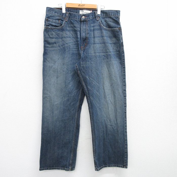 W38★古着 リーバイス Levis 569 ジーンズ メンズ ヒゲ コットン 紺 ネイビー デニム 25mar19 中古 ボトムス ジーパン Gパン ロング パンツ