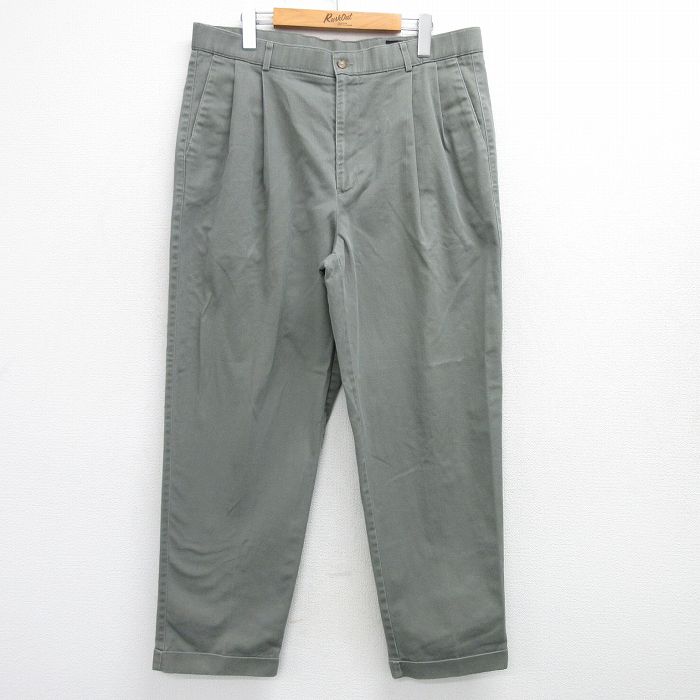 W36★古着 パンツ メンズ コットン USA製 緑 グリーン 25mar19 中古 ボトムス ロング