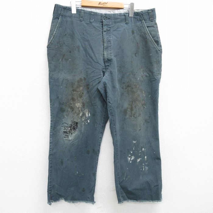 W38★古着 ワーク パンツ メンズ 80年代 80s コットン USA製 緑系 グリーン 【spe】 25mar19 中古 ボトムス ロング