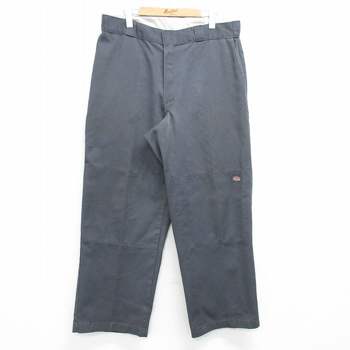 W36★古着 ディッキーズ Dickies ワーク パンツ メンズ ダブルニー グレー 25mar19 中古 ボトムス ロング