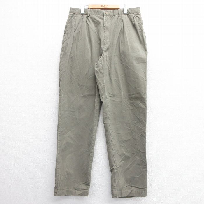 W38★古着 ラルフローレン Ralph Lauren ブランド チノ パンツ チノパン メンズ 90年代 90s コットン 緑系 グリーン 25mar21 中古 ボトムス ロング