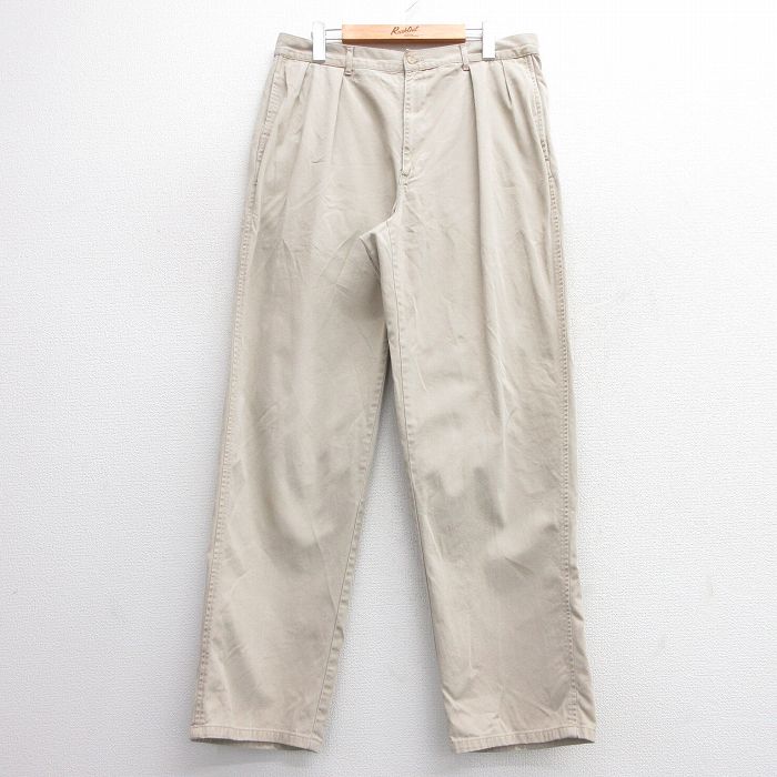 W34★古着 ラルフローレン Ralph Lauren ブランド チノ パンツ チノパン メンズ 90年代 90s コットン ベージュ カーキ 【spe】 25mar21 中古 ボトムス ロング