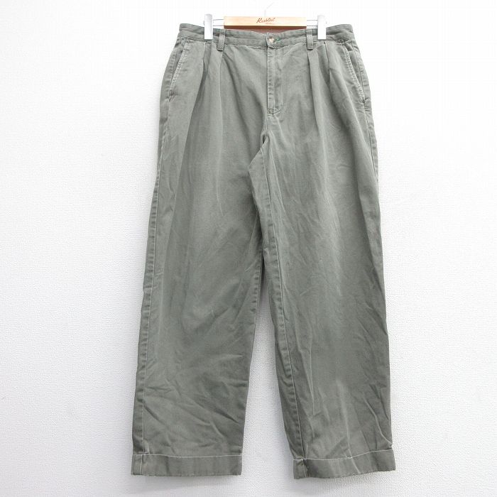 W35★古着 トミーヒルフィガー TOMMY HILFIGER ブランド パンツ メンズ 90年代 90s コットン 緑 グリーン 25mar21 中古 ボトムス ロング