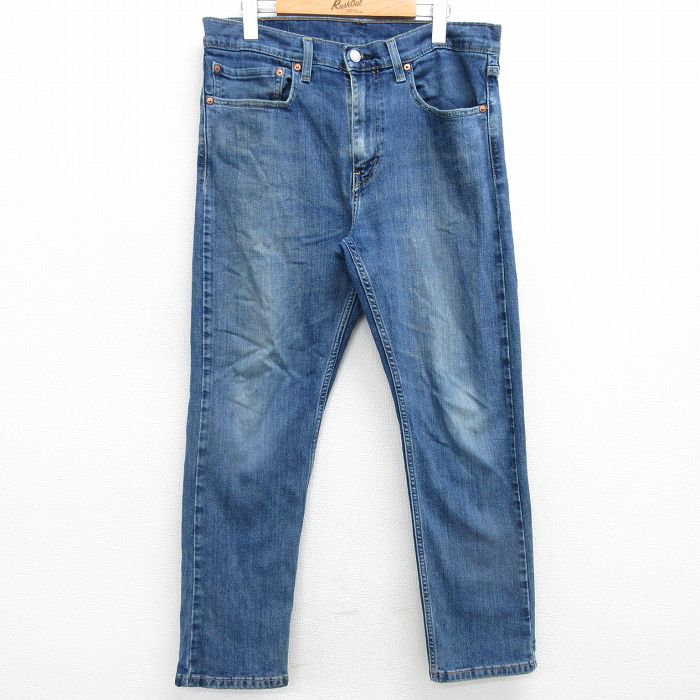 W34★古着 リーバイス Levis 502 ジーンズ メンズ 紺 ネイビー デニム 25mar21 中古 ボトムス ジーパン Gパン ロング パンツ