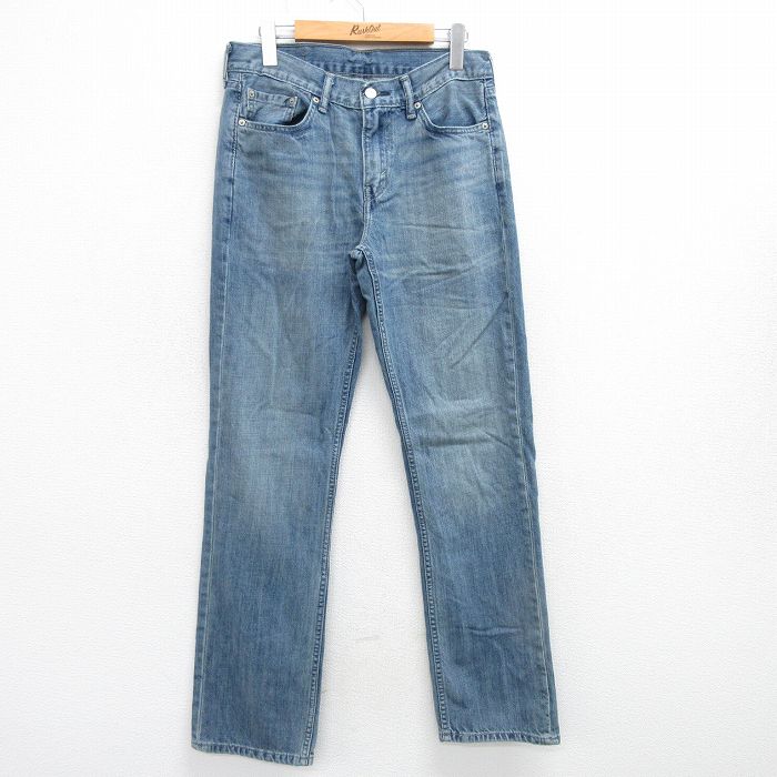 【20%OFF】W30★古着 リーバイス Levis 514 ジーンズ メンズ ヒゲ コットン 紺 ネイビー デニム 25mar21 中古 ボトムス ジーパン Gパン ロング パンツ