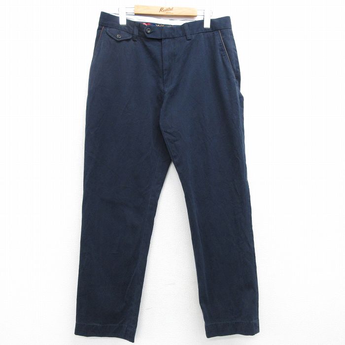 W33★古着 ラルフローレン Ralph Lauren ブランド パンツ メンズ 90年代 90s コットン 紺 ネイビー 25mar21 中古 ボトムス ロング