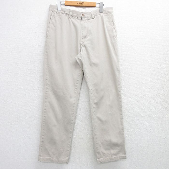W33★古着 ラルフローレン Ralph Lauren ブランド パンツ メンズ コットン 薄ベージュ カーキ 25mar21 中古 ボトムス ロング