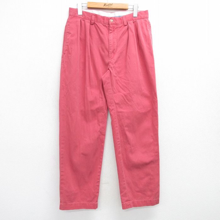 W32★古着 ラルフローレン Ralph Lauren ブランド パンツ メンズ 90年代 90s コットン 濃ピンク 25mar21 中古 ボトムス ロング