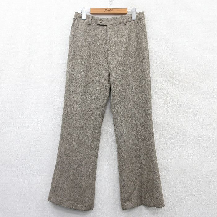 【50%OFF】W31★古着 パンツ メンズ フレア ブーツカット ベージュ カーキ 25mar21 中古 ボトムス ロング