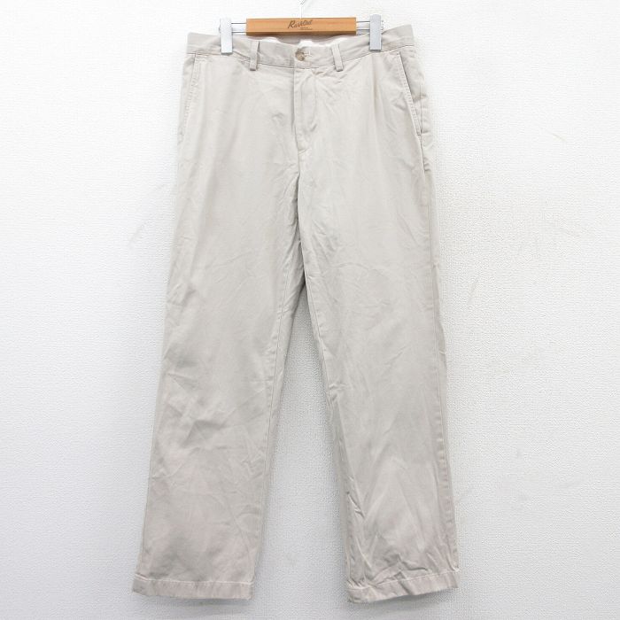 【50%OFF】W33★古着 ラルフローレン Ralph Lauren ブランド パンツ メンズ 90年代 90s コットン 薄ベージュ カーキ 25mar21 中古 ボトムス ロング