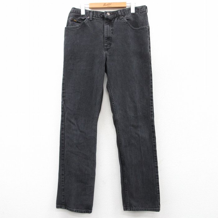 W35★古着 リー Lee ジーンズ メンズ コットン 黒 ブラック デニム 25mar21 中古 ボトムス ジーパン Gパン ロング パンツ