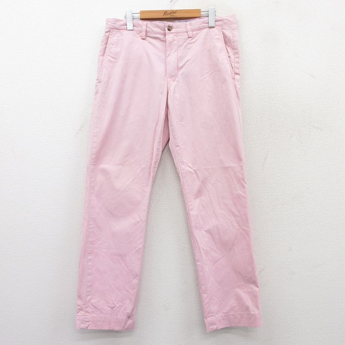 W35★古着 ラルフローレン Ralph Lauren ブランド パンツ メンズ ワンポイントロゴ ピンク 25mar21 中古 ボトムス ロング