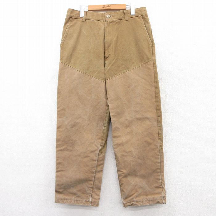 W34★古着 ハンティング パンツ メンズ 90年代 90s ダック地 コットン USA製 濃ベージュ カーキ 【spe】 25mar21 中古 ボトムス ロング
