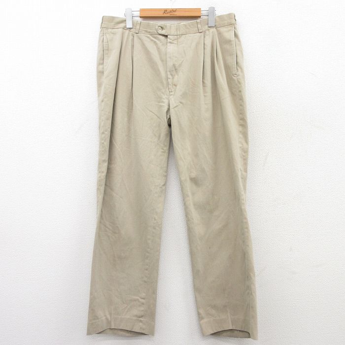 W36★古着 パンツ メンズ 90年代 90s ベージュ カーキ 25mar21 中古 ボトムス ロング
