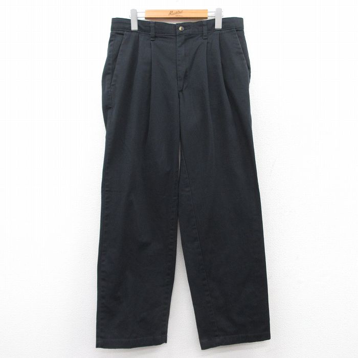 W32★古着 ラングラー Wrangler パンツ メンズ 黒 ブラック 25mar21 中古 ボトムス ロング