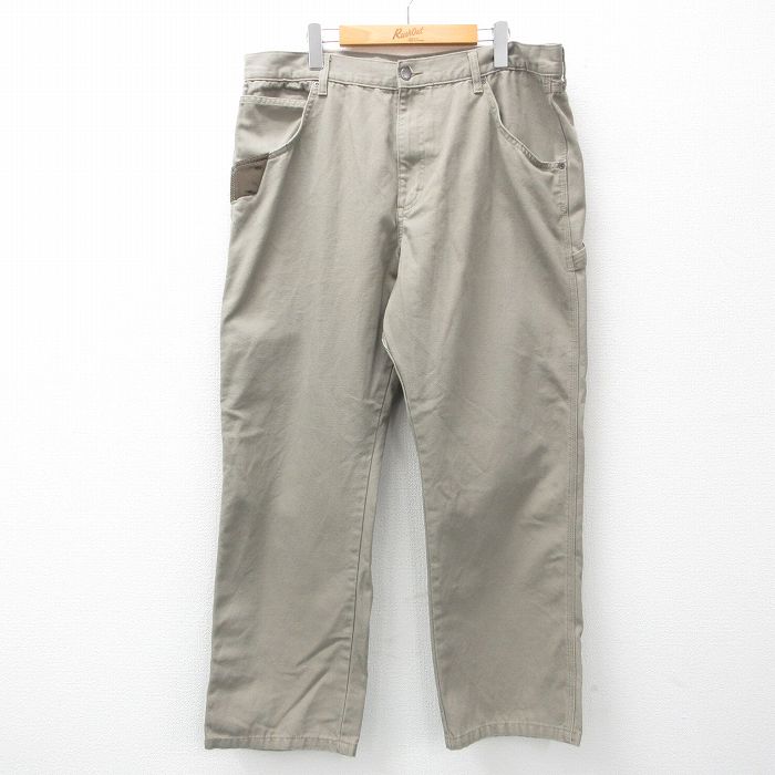W38★古着 ラングラー Wrangler ペインター パンツ メンズ ダック地 ベージュ カーキ 25mar21 中古 ボトムス ロング