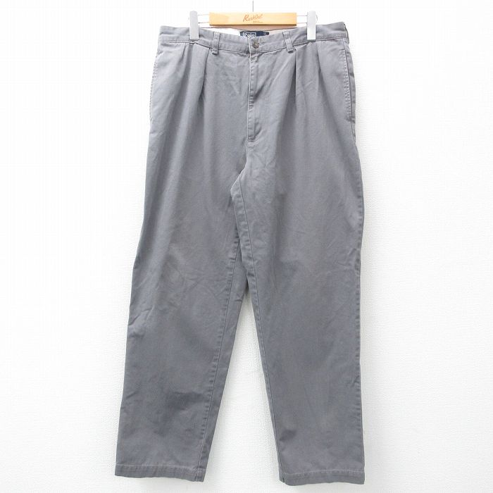 W34★古着 ラルフローレン Ralph Lauren ブランド チノ パンツ チノパン メンズ 90年代 90s ANDREW コットン グレー 25mar21 中古 ボトムス ロング
