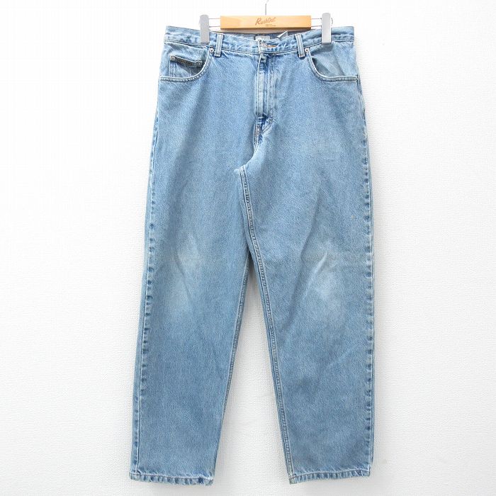 W32★古着 カルバンクライン Calvin Klein ジーンズ メンズ コットン 紺 ネイビー デニム 25mar21 中古 ボトムス ジーパン Gパン ロング パンツ