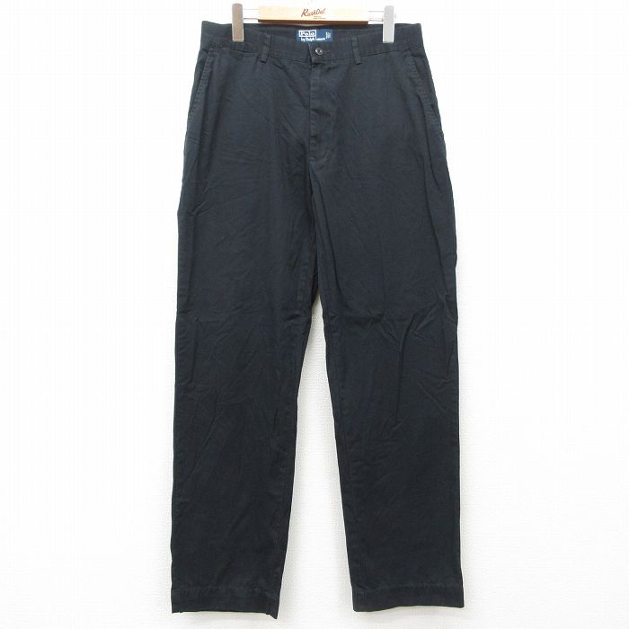 W32★古着 ラルフローレン Ralph Lauren ブランド パンツ メンズ コットン 黒 ブラック 【spe】 25mar22 中古 ボトムス ロング