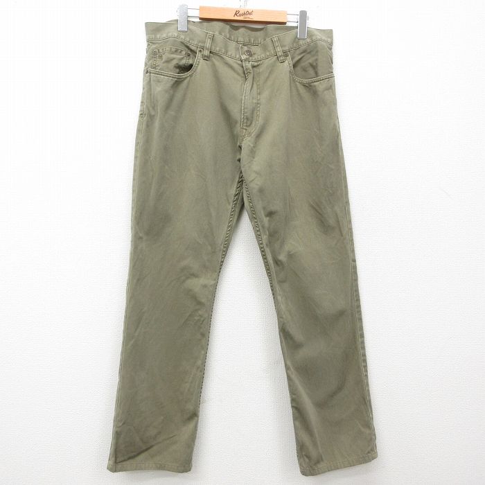 W35★古着 ラルフローレン Ralph Lauren ブランド パンツ メンズ コットン 緑系 グリーン 25mar22 中古 ボトムス ロング