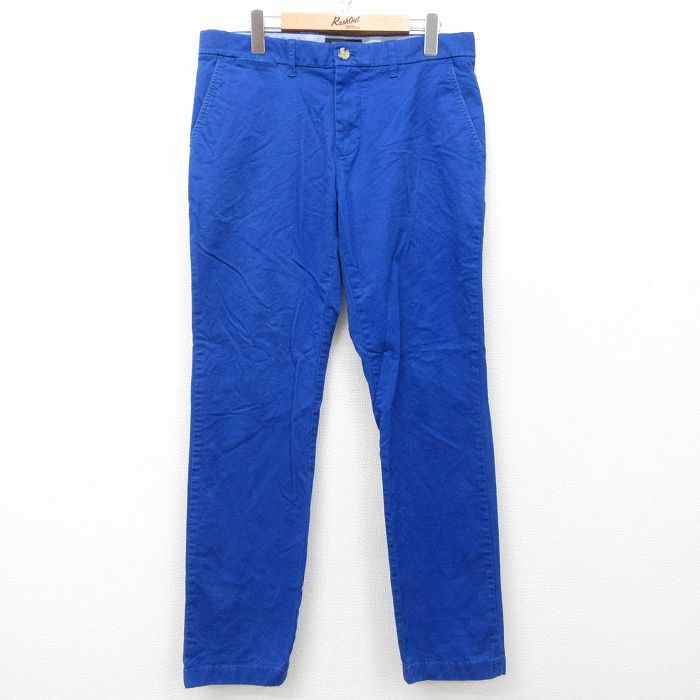 【50%OFF】W33★古着 トミーヒルフィガー TOMMY HILFIGER ブランド パンツ メンズ 青 ブルー 25mar22 中古 ボトムス ロング