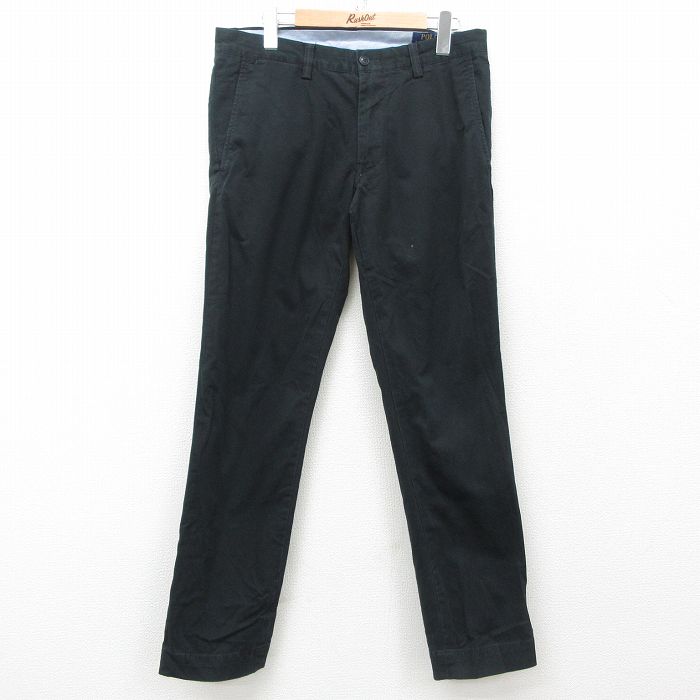 W32★古着 ラルフローレン Ralph Lauren ブランド パンツ メンズ 黒 ブラック 25mar22 中古 ボトムス ロング