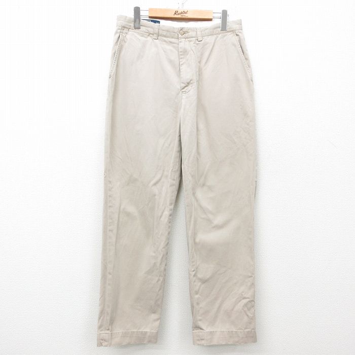 W31★古着 ラルフローレン Ralph Lauren ブランド チノ パンツ チノパン メンズ 90年代 90s コットン 薄ベージュ カーキ 25mar22 中古 ボトムス ロング