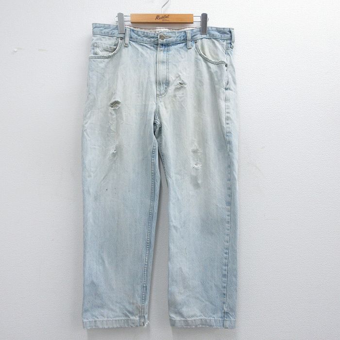 W36★古着 ランズエンド ジーンズ メンズ コットン 紺 ネイビー デニム 25mar22 中古 ボトムス ジーパン Gパン ロング パンツ
