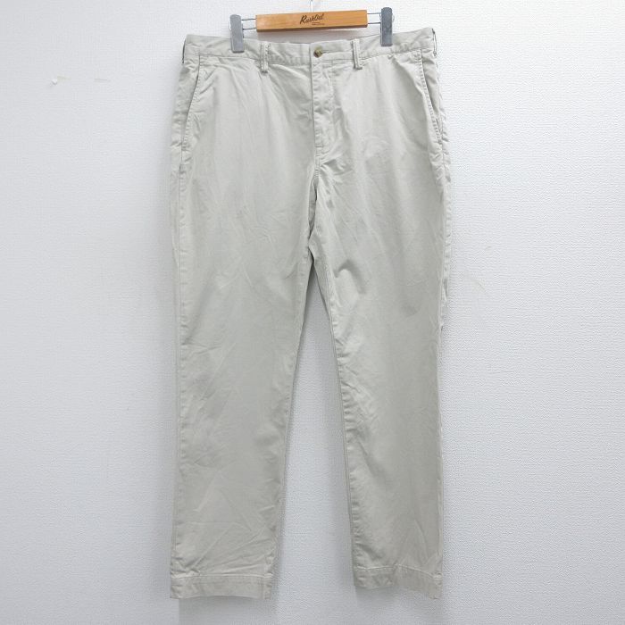 W37★古着 ラルフローレン Ralph Lauren ブランド パンツ メンズ ワンポイントロゴ 薄ベージュ カーキ 25mar22 中古 ボトムス ロング