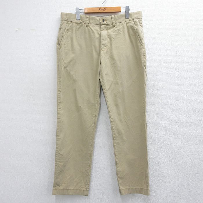 W34★古着 トミーヒルフィガー TOMMY HILFIGER ブランド パンツ メンズ コットン ベージュ カーキ 25mar22 中古 ボトムス ロング
