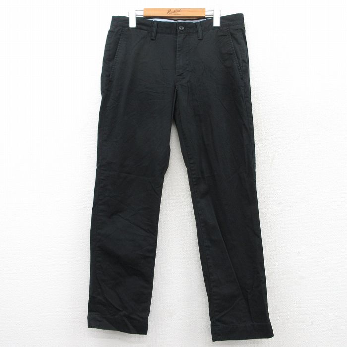 W34★古着 ラルフローレン Ralph Lauren ブランド パンツ メンズ ワンポイントロゴ 黒 ブラック 25mar22 中古 ボトムス ロング