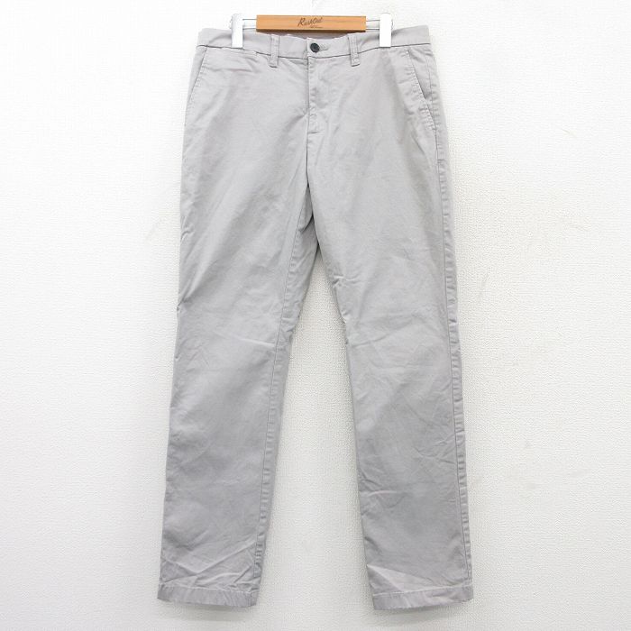 W34★古着 トミーヒルフィガー TOMMY HILFIGER ブランド パンツ メンズ ワンポイントロゴ 薄グレー 25mar22 中古 ボトムス ロング