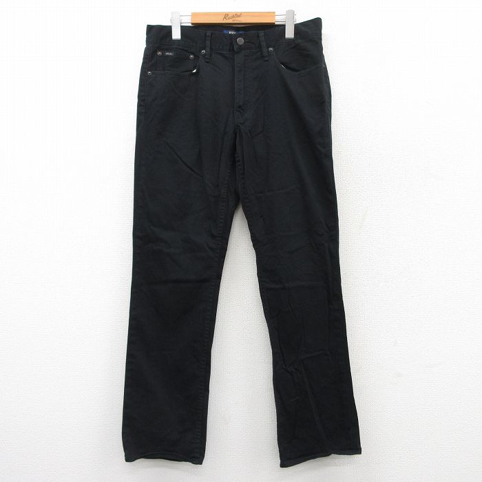 W34★古着 ラルフローレン Ralph Lauren ブランド パンツ メンズ 黒 ブラック 25mar22 中古 ボトムス ロング