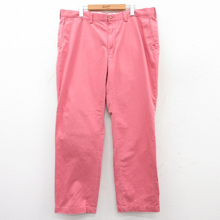 W40★古着 ラルフローレン Ralph Lauren ブランド パンツ メンズ 大きいサイズ コットン ピンク 25mar22 中古 ボトムス ロング