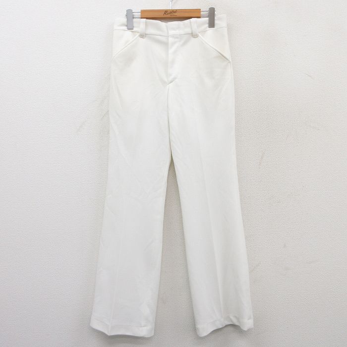 W31★古着 スラックス パンツ メンズ 80年代 80s タロン 白 ホワイト 25mar22 中古 ボトムス ロング