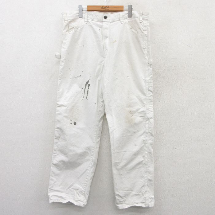 W38★古着 ディッキーズ Dickies ペインター パンツ メンズ シャーウィンウィリアムズ コットン 白 ホワイト 25mar22 中古 ボトムス ロング