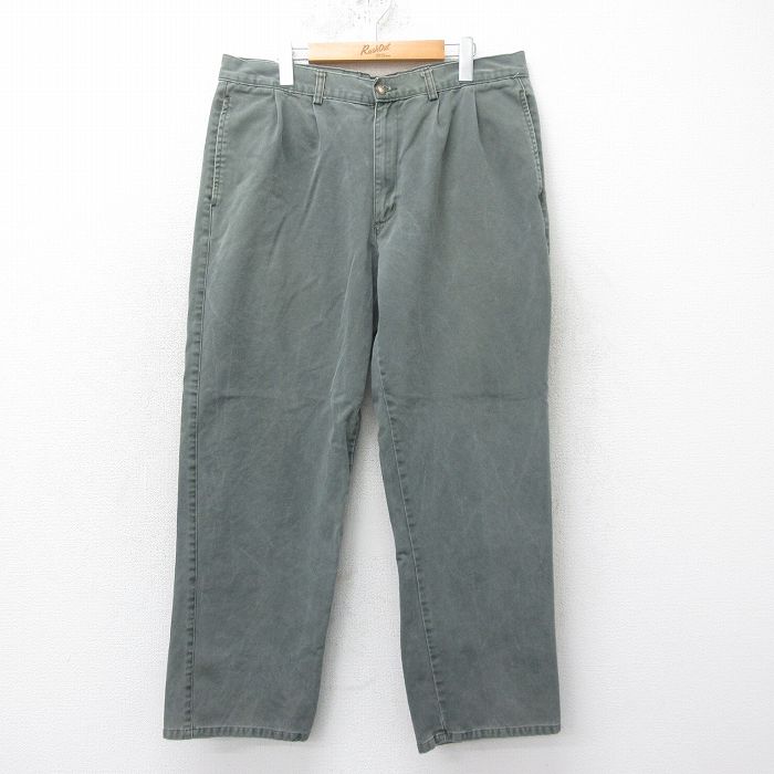 【50%OFF】W37★古着 ウールリッチ WOOLRICH パンツ メンズ コットン 濃緑 グリーン 25mar24 中古 ボトムス ロング