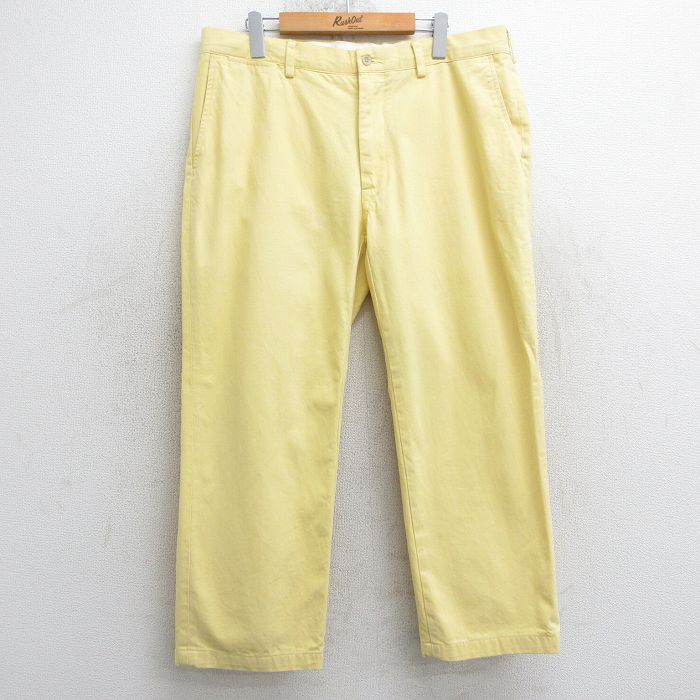 W37★古着 ラルフローレン Ralph Lauren ブランド チノ パンツ チノパン メンズ コットン 黄色 イエロー 25mar24 中古 ボトムス ロング