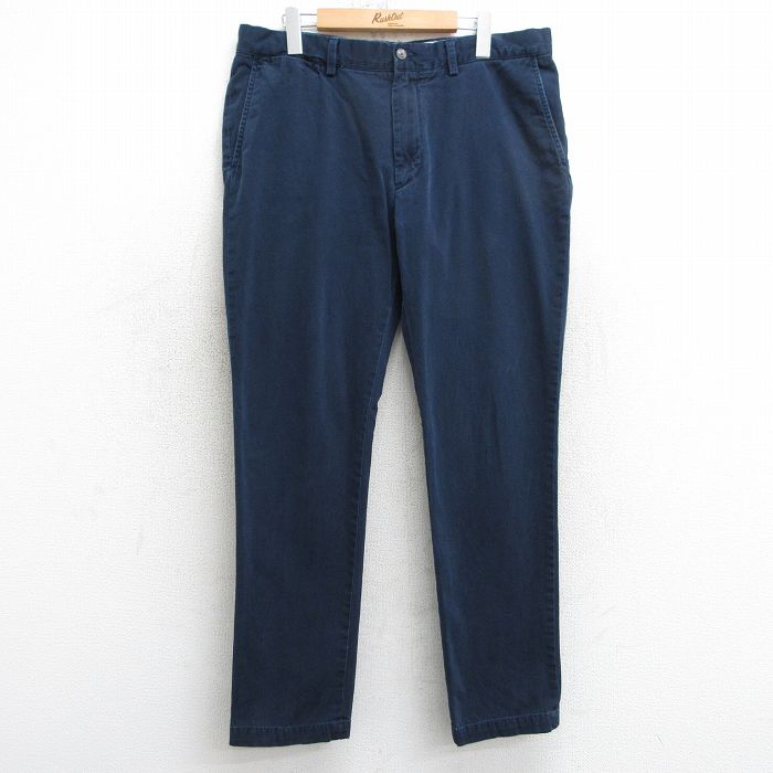W36★古着 ラルフローレン Ralph Lauren ブランド チノ パンツ チノパン メンズ コットン 紺 ネイビー 25mar24 中古 ボトムス ロング
