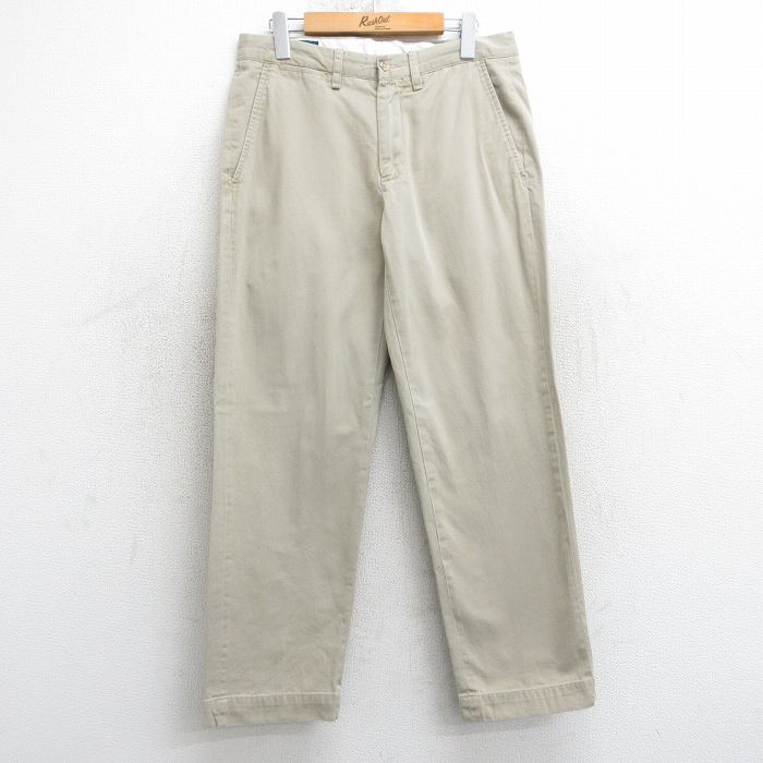 W32★古着 ラルフローレン Ralph Lauren ブランド チノ パンツ チノパン メンズ 90年代 90s ワンポイントロゴ コットン ベージュ カーキ 25mar24 中古 ボトムス ロング