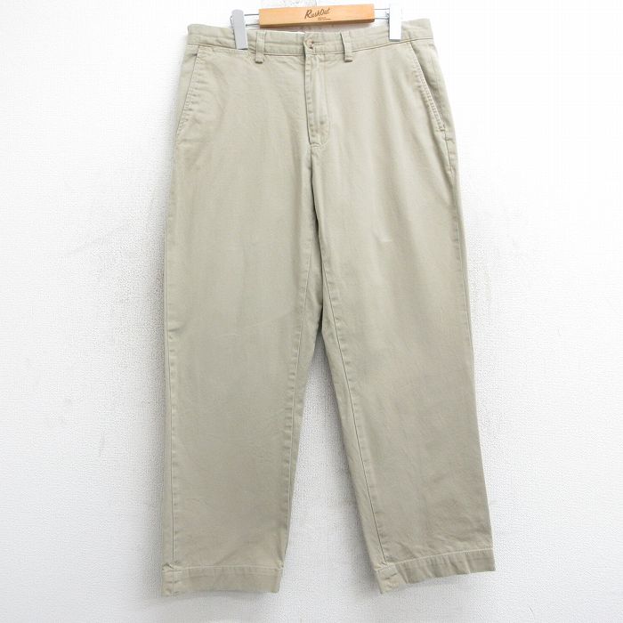 W34★古着 ラルフローレン Ralph Lauren ブランド チノ パンツ チノパン メンズ 90年代 90s ワンポイントロゴ コットン ベージュ カーキ 25mar24 中古 ボトムス ロング