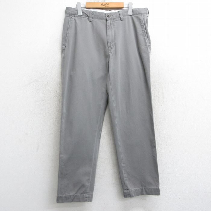 W36★古着 ラルフローレン Ralph Lauren ブランド チノ パンツ チノパン メンズ 90年代 90s コットン グレー 25mar24 中古 ボトムス ロング