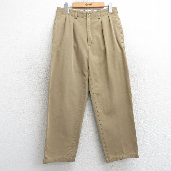 W30★古着 ラルフローレン Ralph Lauren ブランド チノ パンツ チノパン メンズ 90年代 90s コットン 濃ベージュ カーキ 25mar24 中古 ボトムス ロング
