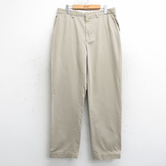 W34★古着 ラルフローレン Ralph Lauren ブランド チノ パンツ チノパン メンズ 90年代 90s コットン ベージュ カーキ 25mar24 中古 ボトムス ロング