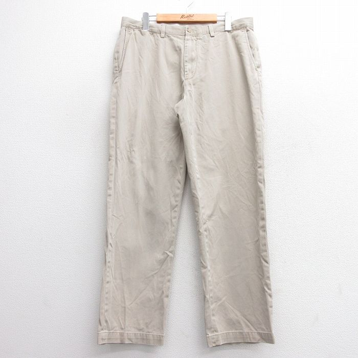 【20%OFF】W35★古着 ラルフローレン Ralph Lauren ブランド パンツ メンズ 90年代 90s コットン ベージュ カーキ 25mar24 中古 ボトムス ロング