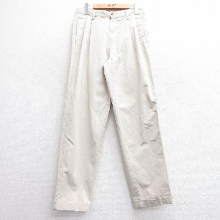 W30★古着 ラルフローレン Ralph Lauren チャップス ブランド パンツ メンズ 90年代 90s コットン 薄ベージュ カーキ 25mar24 中古 ボトムス ロング