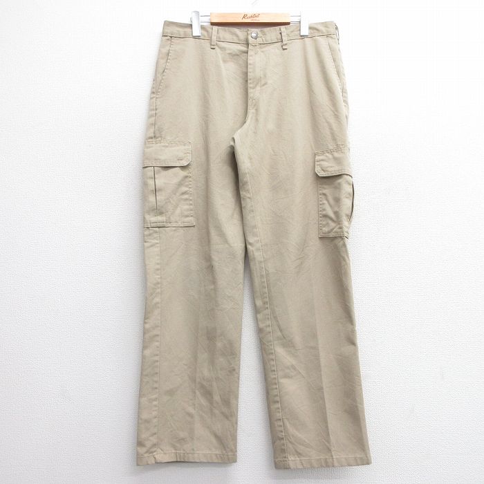 W34★古着 ディッキーズ Dickies ワーク カーゴ パンツ メンズ ベージュ カーキ 25mar24 中古 ボトムス ロング