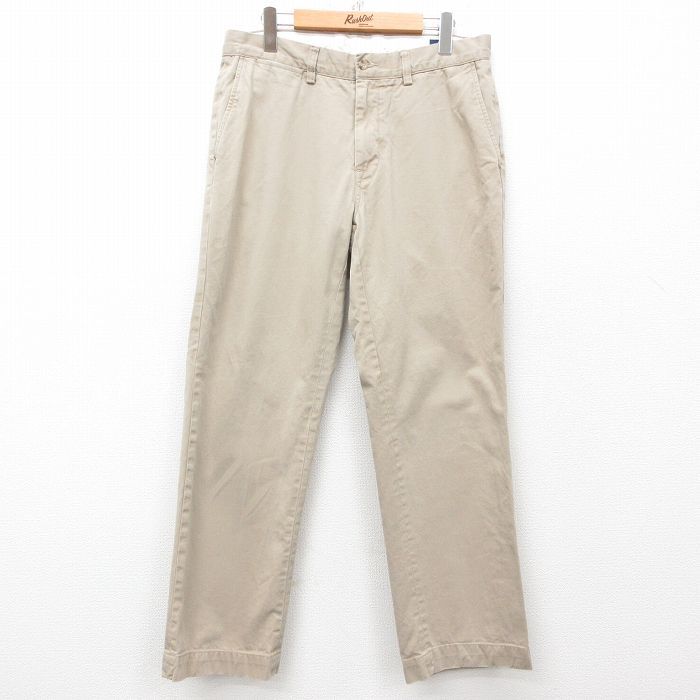 W33★古着 ラルフローレン Ralph Lauren ブランド パンツ メンズ コットン ベージュ カーキ 25mar24 中古 ボトムス ロング