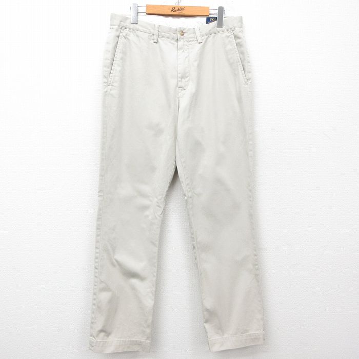 W33★古着 ラルフローレン Ralph Lauren ブランド パンツ メンズ 薄ベージュ カーキ 25mar24 中古 ボトムス ロング